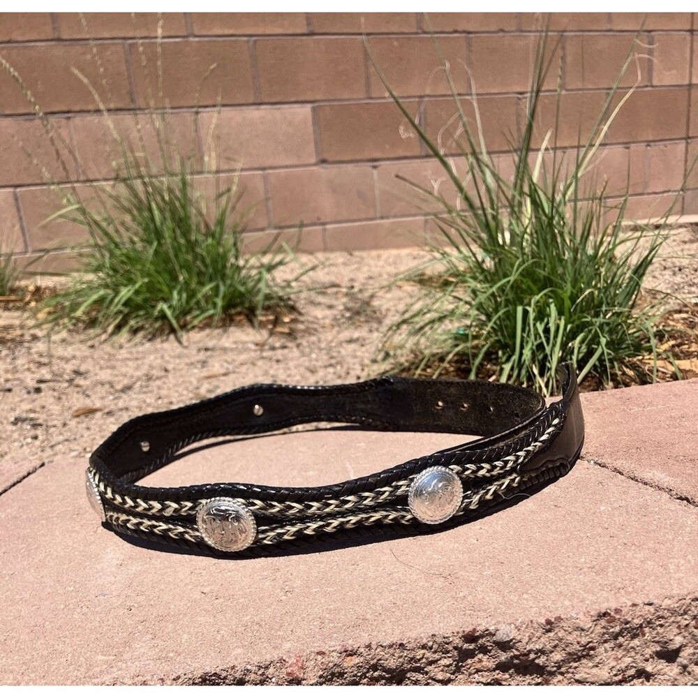 VTG Tony Lama Leather Tooled Men’s Belt Size 34 No Buckle Silver Conchos Western